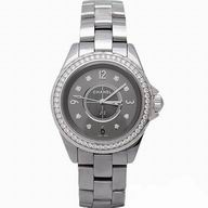Chanel J12 Quartz Grey Ceramic Full Diamond Dress Watch H2565