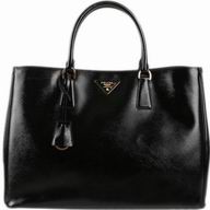 Prada Saffiano Lux Triangle Logo Plate Large Size Bag Black P386376