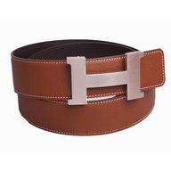 Hermes Silver H Double Sided Epsom Cowhide Belt Swift/Chocolate HB22149