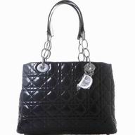 Dior Lady Dior Cannage Patent Black Shop Tote D3151