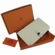 Hermes Dogon Clemence Leather Wallet Purse Off-white HL001E