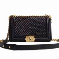 CHANEL Leboy Shoppe Gold Hardware Calfskin Bag in Black C61210903