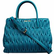Miu Miu Matelasse Lux Nappa Leather Large Bag In Turquoise RN941G