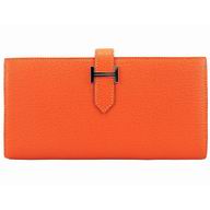 Hermes Epsom Leather Long Wallet Silvery Hardware Orange H40932