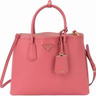 Prada Saffiano Cuir Small Double Tote Bag Peach B2756T-2A3A-F0009