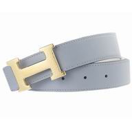 Hermes Fish scales Design Gold H Blue Linen and White Box Leahter Belt H227370