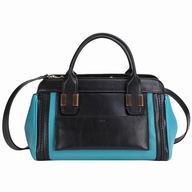 Chloe Small Alice Calfskin/Goatskin Hand Bag In Black /Turkey Blue C5254185
