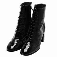 Chanel Classic CC Logo Patent Leather Hight-Heeled Boot Black C7030106