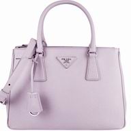 Prada Saffiano Lux Gold Triangle Logo Medium Bag Pink Lilac PB2863Y
