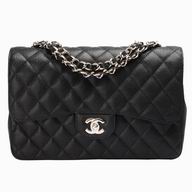 Chanel Caviar Jumbo Double Flap Bag Black(Silver) A28600DS