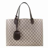 Gucci Calfskin Two Sided Tote Bag In Khaki Dark Coffee G3685685