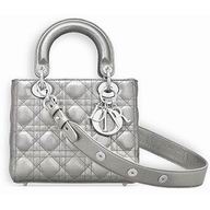 "LADY DIOR" BAG IN SILVER-TONE GRAINED LEATHER M0532PNFA M090