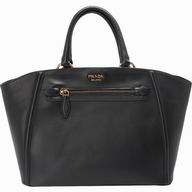 Prada City CalfSkin Triangle Logo Handbag In Black P457425