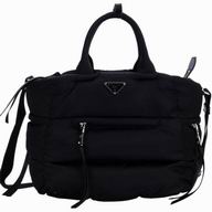 Prada Tessuto Saffiano Bomber Nylon Shop Tote In Black P467846