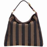 Fendi Pequin Hobo Canvas Calfskin Handle/Shoulder Stripe Bag Deep Pink F5675689