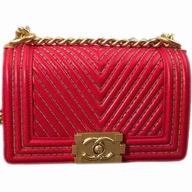 Chanel Classic Boy Lambskin Hand/Shoulder Bag Red C7031701