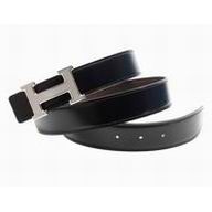 Hermes Silver H Buckle Choclate Black Calfskin Two-sided Belt H209299
