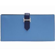 Hermes Beant Epsom Leather Long Wallet Silvery Hardware Blue/sky Blue H53445