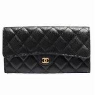 Chanel Caviar Gold CC Snapper Zipper Wallet Black A965986