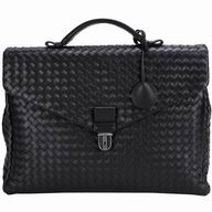 Bottega Veneta Intrecciato VN Calfskin Leather Woven Briefcase Black B5863252