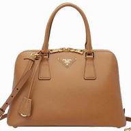 Prada Saffiano Lux Triangle Logo Plate Caramel P415569