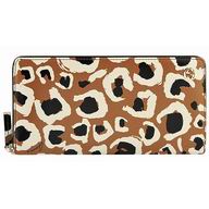 Gucci Leopard Print Calfskin Zipper Wallet In Caramel G7041107