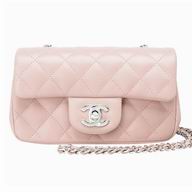 Chanel Lambskin Mini Coco Flap Bag Silver Chain Light Pink A52277