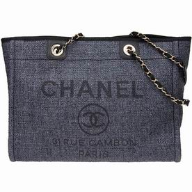 Chanel Tweed Canvas Deauville Shop Tote Bag Gold Chain Tweed Gray A67001CLTDDGREYGP