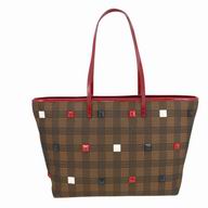 Fendi Straight Line Canvas Zipper Handle Bag Red/Coffee F7011104