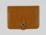 Hermes Dogon Clemence Leather Purse In Tan HS001B