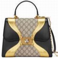 Gucci GG Supreme and leather top handle bag 476435 DVUVX 8754