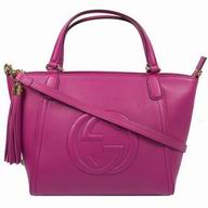 Gucci Soho Embossment GG Calfskin Canvas Shoulder Bag In Peach Red G7041009
