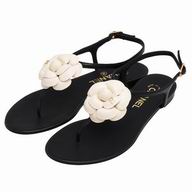 Chanel Classic Cream-colored Camellia Calfskin Sandals Black C7030103