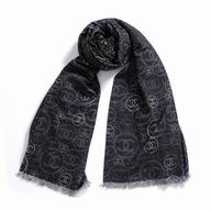 CHANEL Classic CC Logo Cashmere Scarf In Deep Gray C7011302