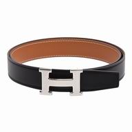 Hermes Silvery Big H Calfskin Leahter two-sided Belt Black/Brown H7022702