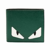 FENDI Classic Buggies Monster Eye Cowhide Leather Wallets Green/Gray F1548731