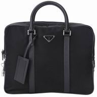 Prada Saffiano Travel Classic Cowhide Nylon Briefcase Black PR161016015