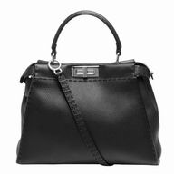 Fendi Classic Selleria Peekaboo Calfskin Handle/Shoulder Bag Black F6120722