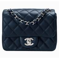 Chanel Mini Coco Lambskin Flap Bag Dark Blue(Silver) A35224