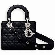 Dior "LADY DIOR" BAG IN BLACK LAMBSKIN M0532PCAL M900