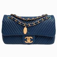 Chanel Calfskin Herringbone Mini Coco Flap Bag (Deep Blue) A704573