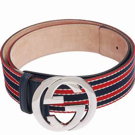 Gucci Classic Fabric Cowhide Silver Buckle Belt G5046535