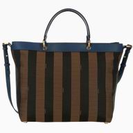 Fendi PeQuin Calfskin&Canvas Messenger Bag Blue F461655