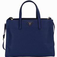 Prada Saffiano Lux 2013 Winter Triangle Logo Handbag Blue P467349