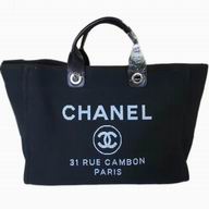 Chanel Denim Canvas Weave Shopping Beach Bag Black C7032903