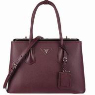 Prada Saffiano Cuir Small Double Tote Bag Wine Red BN2823-2A4A-F0403