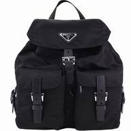 Prada Zainetto Classsic Buckle Triangle Logo Nylon Backpack Black PR29B746