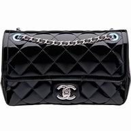 Chanel Black Patent Leather Silver Chain Flap Bag A92781VS