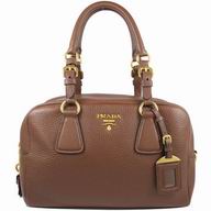 Prada Saffiano Calfskin Triangle Logo Boston Bag Light Coffee PB3091M