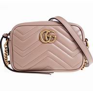 Gucci GG marmont Calfskin Zipper Bag Dusty Pink G7052602